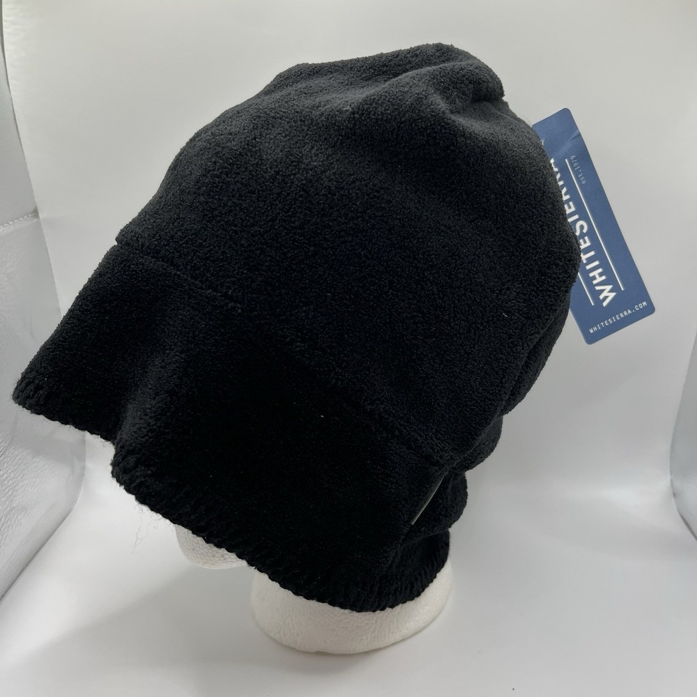 White Sierra Cozy Beanie Black Fleece Hat Winter Cap F0230W One Size